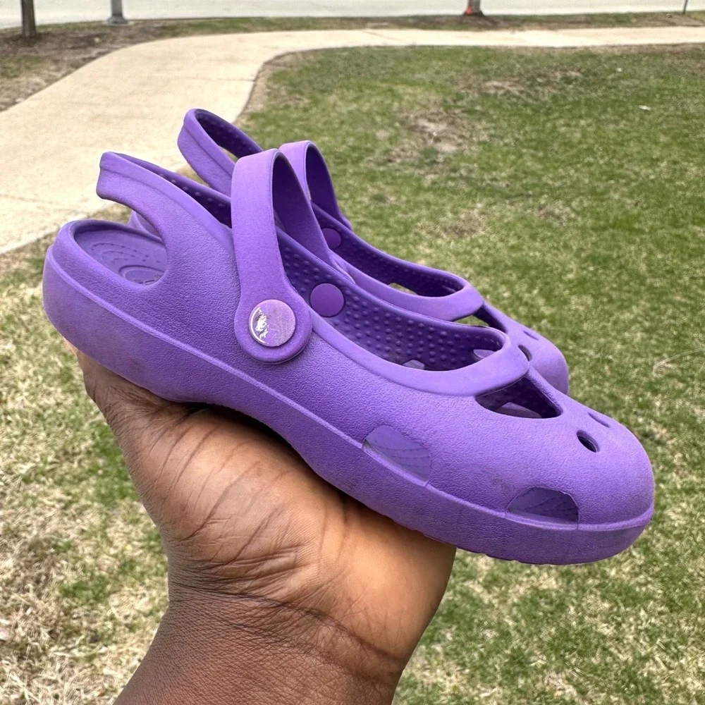 Crocs‎ Shayna Mary Jane Slingback Sandals Toddler Size 12 Purple Shoes